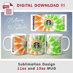 TIE-DYE Starbucks Sublimation Design - 11oz 15oz MUG - Digital Mug Wrap