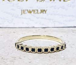 Black Onyx Ring - December Birthstone - Half Eternity Ring - Gold Ring - Dainty Ring - Delicate Ring - Simple Ring