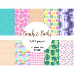 Beach Pattern | Books Digital Paper Bundle
