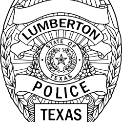 Lumberton Texas Police Department Badge Black white vector outline or line art file for cnc laser cutting, wood, metal e