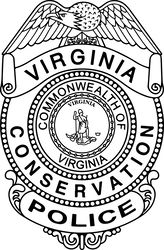 Virginia Conservation Police Badge Black white vector outline or line art file for cnc laser cutting, wood, metal engrav