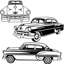 Chevrolet 210 Sedan 1954 Black white vector outline or line art file for cnc laser cutting, wood, metal engraving, Cr