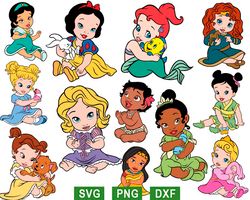 Disney Baby Princess svg, Disney Baby Princess Snow White svg, Rapunzel svg png