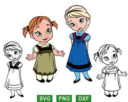 frozen baby elsa and anna svg, elsa and anna birthday svg png