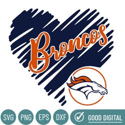 Broncos Heart Svg, Denver Broncos Png, Denver Broncos Svg For Cricut, Denver Broncos Logo Svg, Denver Broncos Cut File