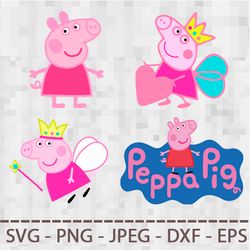 Peppa pig SVG PNG JPEG Digital Cut Vector Files for Silhouette Studio Cricut Design