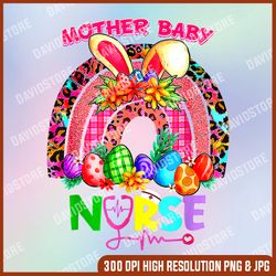 Mother Baby Nurse Rainbow Png, Cute Rainbow Easter Day Png, Digital File, PNG High Quality, Sublimation, Instant