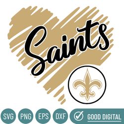 Saints Heart Svg, New Orleans Saints Png, New Orleans Saints Svg For Cricut, New Orleans Saints Logo Svg, New Orleans