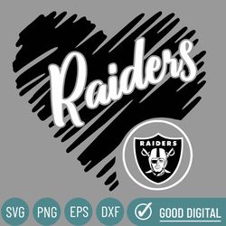 Oakland Raiders Heart Svg, Oakland Raiders Svg - Png, Oakland Raiders Svg For Cricut, Oakland Raiders Logo Svg, Oakland