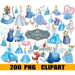 200 Cinderella Clipart, Castle Prince Clipart Princess Svg, Cinderella Bundle, Princess Disney Bundle