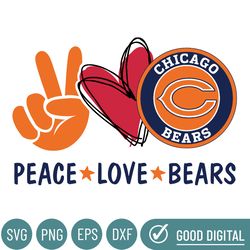 Peace Love Bears Svg, Sport Svg, Football Teams Svg, Sport Teams, Nfl Svg, Chicago Bears Nfl, Bears Football Team, Chica