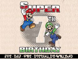 Super Mario And Luigi Super Birthday 7th Birthday Portrait  Digital Prints, Digital Download, Sublimation Designs, Subli