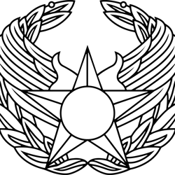 Air Force Commander Badge Black white vector outline or line art file for cnc laser cutting, wood, metal engraving, Cric