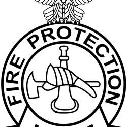 Air Force Fire Protection Badge Black white vector outline or line art file for cnc laser cutting, wood, metal engraving