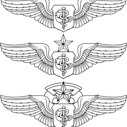Air Force Flight Nurse Badge Black white vector outline or line art file for cnc laser cutting, wood, metal engraving, C