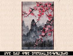 Vintage Cherry Blossom Woodblock Tee Japanese Graphical Art  Digital Prints, Digital Download, Sublimation Designs, Subl