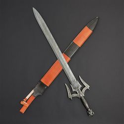 now custom handmade swords dagger and damascus steel with leather sheath handle Silver Metal  handmade swordsmk3682m