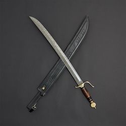 gift swords custom handmade damascus steel dagger swords with leather sheath hand forget swords mk3688m