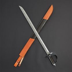 new custom handmade damascus steel dagger hunting swords with leather sheath gift swords forget swords handmade mk3690m