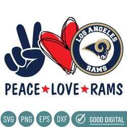 Peace Love Rams Svg, Sport Svg, Football Svg, Football Teams Svg, Nfl Svg, Los Angeles Rams Svg, Rams Football Team, Ram