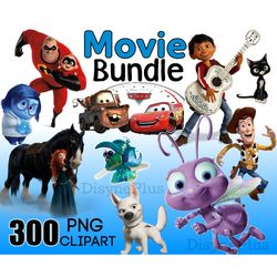 300 Movie Bundle Clipart, Coco Cars, Toy Story Merida, Movie Clipart Bundle, Disney Bundle Png