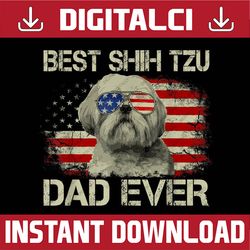 Best Shih Tzu Dad Ever Dog Lover American Flag Best Dad Daddy Father's Day Happy Father's Day PNG Sublimation