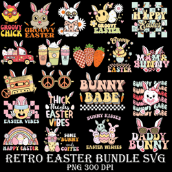 Retro Easter Bundle SVG, Easter SVG, Gnome SVG