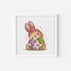 Easter Cross Stitch Pattern PDF, Easter Bunny Needlepoint Pattern, Easter Embroidery Spring Cute Funny Instant Download