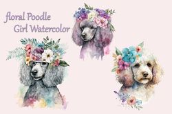 Files Of Floral Poodle Girl Watercolor PNG
