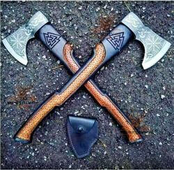 Handcrafted Carbon Steel Viking Axe, ValKnut work Tactical Axe, Best Gift for Him, Steel Viking Axe, Birthday Gift,