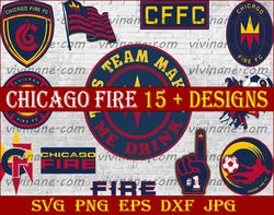 Bundle 12 Styles MLS Chicago Fire Soccer Team svg, Chicago Fire svg, MLS Teams svg, MLS Svg, Png, Dxf, Eps