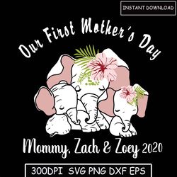 our first mothers day svg elephant, mothers day 2023 svg, new mom svg