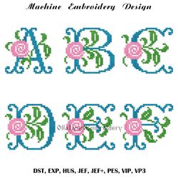Cross Stitch Rose Font machine embroidery designs
