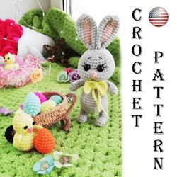 Easter Decor Pattern Chicken Crocheted Bunny Amigurumi
