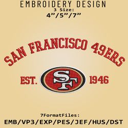 San Francisco 49ers Embroidery Designs, NFL Logo Embroidery Files, NFL 49ers, Machine Embroidery Pattern