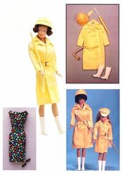 Raincoat and sheath dress Barbie Coat pattern - Sewing for dolls Autumn Barbie wardrobe Barbie - Digital download PDF