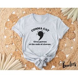 Funny Grammar Shirt. Cat T-shirt Gift Idea For Teacher. Tshirt Present For Professor English Major Puns Literary Book Ne