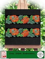 poppy branch cross stitch scheme - vintage embroidery