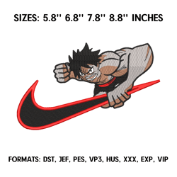 monkey d luffy embroidery design file, one piece anime embroidery design, machine embroidery pattern. nike embroidery