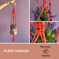 Macrame plant hanger PDF tutorial, Macrame pattern, Instruction macrame for Beginner, Plant Hanger pdf DIY