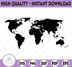 World Map SVG | World SVG | Travel SVG World Map Clipart Png Cricut Svg Map Dxf Map Cut File for Silhouette Continents S