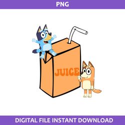 Bluey Ang Bingo With Juice Box Png, Bluey And Bingo Png, Bluey Png, Cartoon Png Digital File