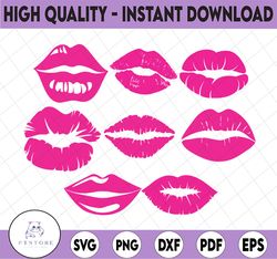 Lips SVG, Lips Bundle Svg, Kiss, Bleeding Lips, Biting Lips, Dripping lips, Lip, Makeup Silhouette Png Eps Dxf Vinyl Dec