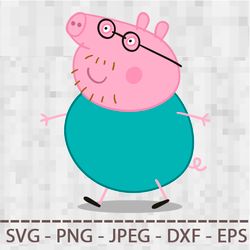 Peppa daddy pig SVG PNG JPEG Digital Cut Vector Files for Silhouette Studio Cricut Design
