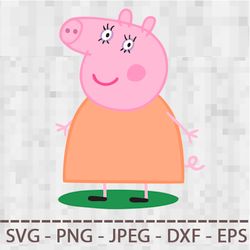 Peppa Mummy Pig SVG PNG JPEG Digital Cut Vector Files for Silhouette Studio Cricut Design