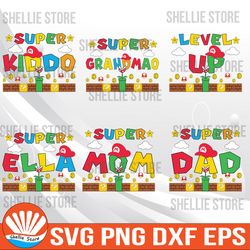 Custom Super Daddio Svg, Super Mario Birthday Svg, Super Mario Family Svg, Mario Birthday Svg, Matching family svg