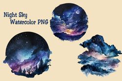 Night Sky Watercolor PNG