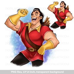 Gaston Cartoon villain Sublimation design Png illustration