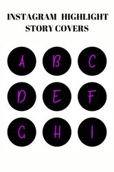 36  english alphabet and numbers instagram highlight covers.  Pink letters social media icons. Instagram highlight story