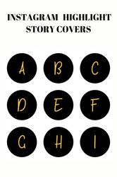 36  english alphabet and numbers instagram highlight covers.  Yellow letters social media icons. Instagram highlight